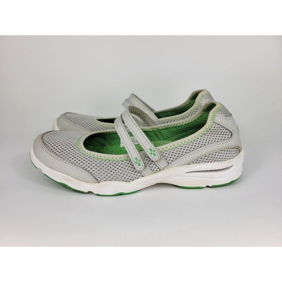 LL Bean Two Strap Mary Jane Shoes Sneakers Womens Size 8 Gray White Green 260976 - Picture 6 of 9